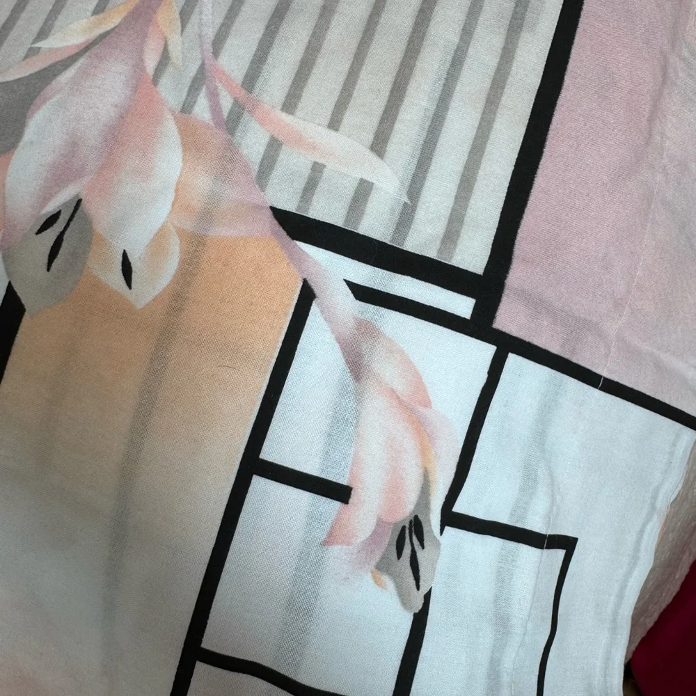 1980s Lily Art Deco King Set Pillowcases Euro Shams - Picture 2 of 9
